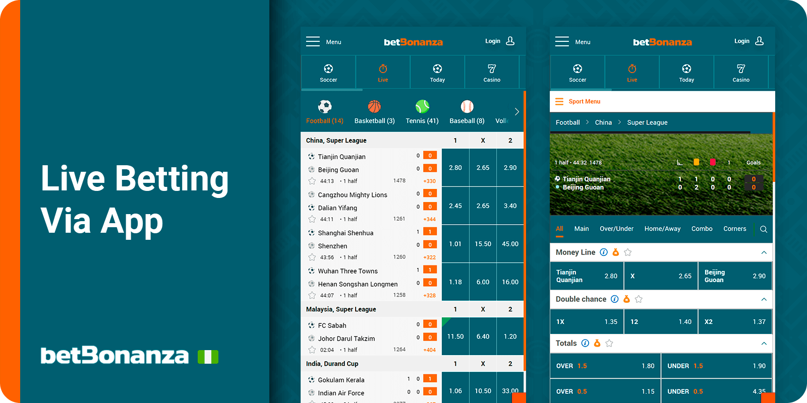 Live Betting via Betbonanza Mobile Application